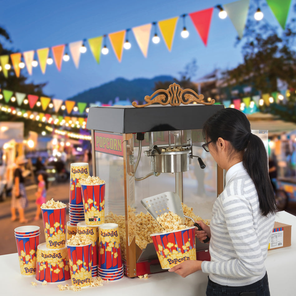 Winco 11080 21 Inch Countertop Electric Popcorn Popper with Heated Warming Deck