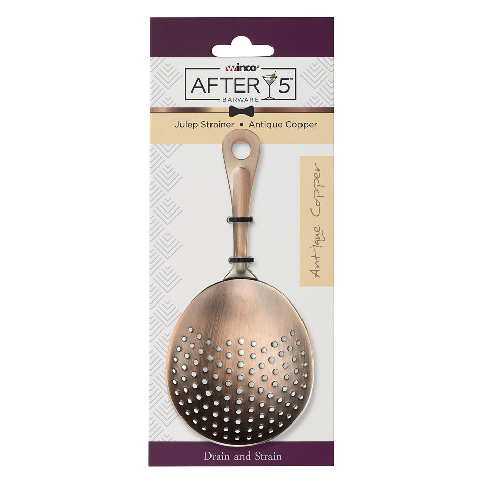 Winco BAJS-6AC 6-3/8 Inch Julep Strainer Antique Copper Finish Stainless Steel