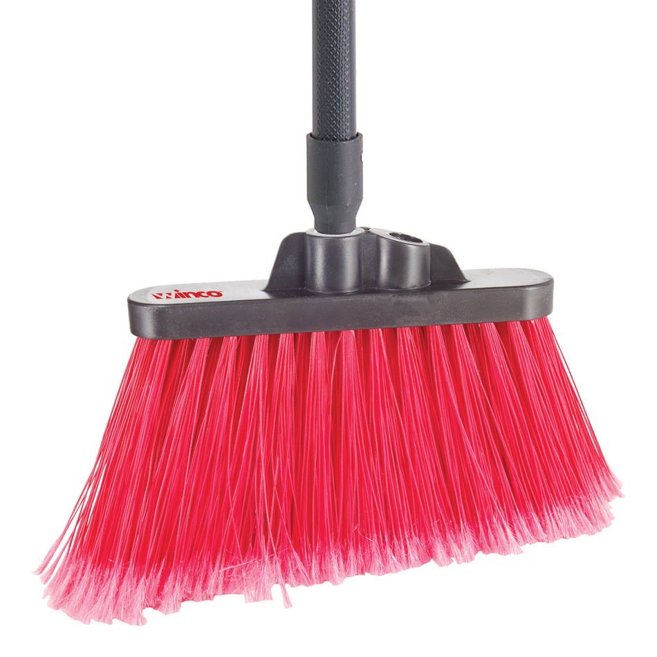 Winco BRAF-9R-H 48”L Angle Broom Medium Duty Fiberglass Handle Red Bristle