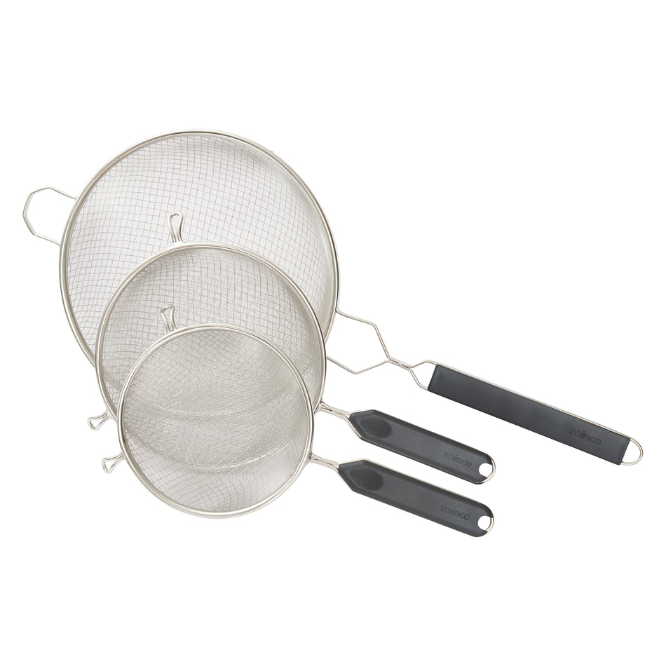 Winco MSTP-6DF 12.75 Inch Double Fine Mesh Strainer with Plastic Handle