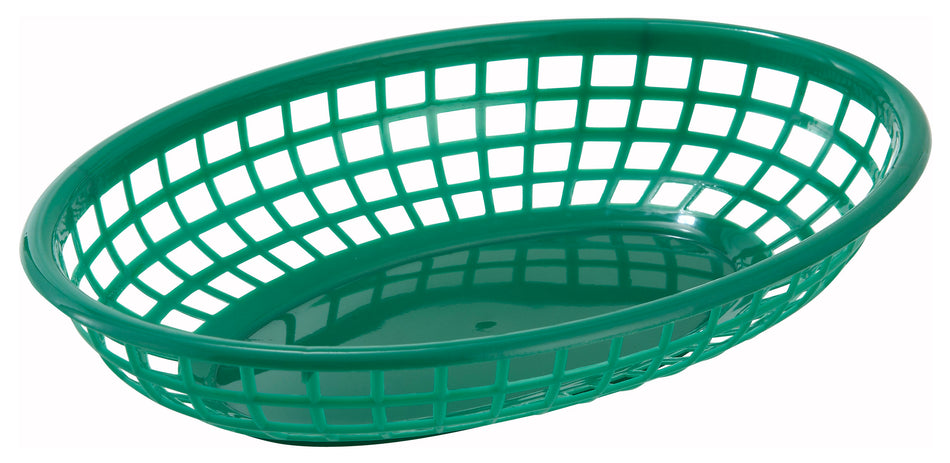 Winco PFB-10G 9-1/2 Inch Oval Fast Food Basket Polyplastic Green