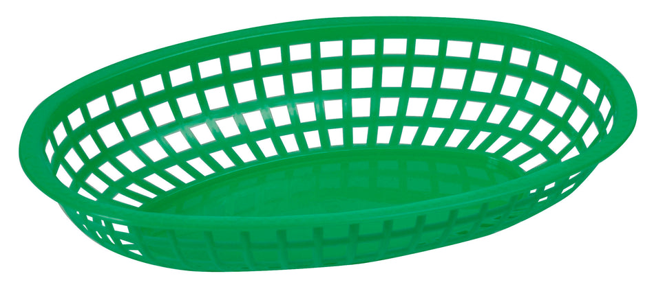 Winco POB-G 10-1/4 Inch Green Plastic Basket Microwave and Dishwasher Safe