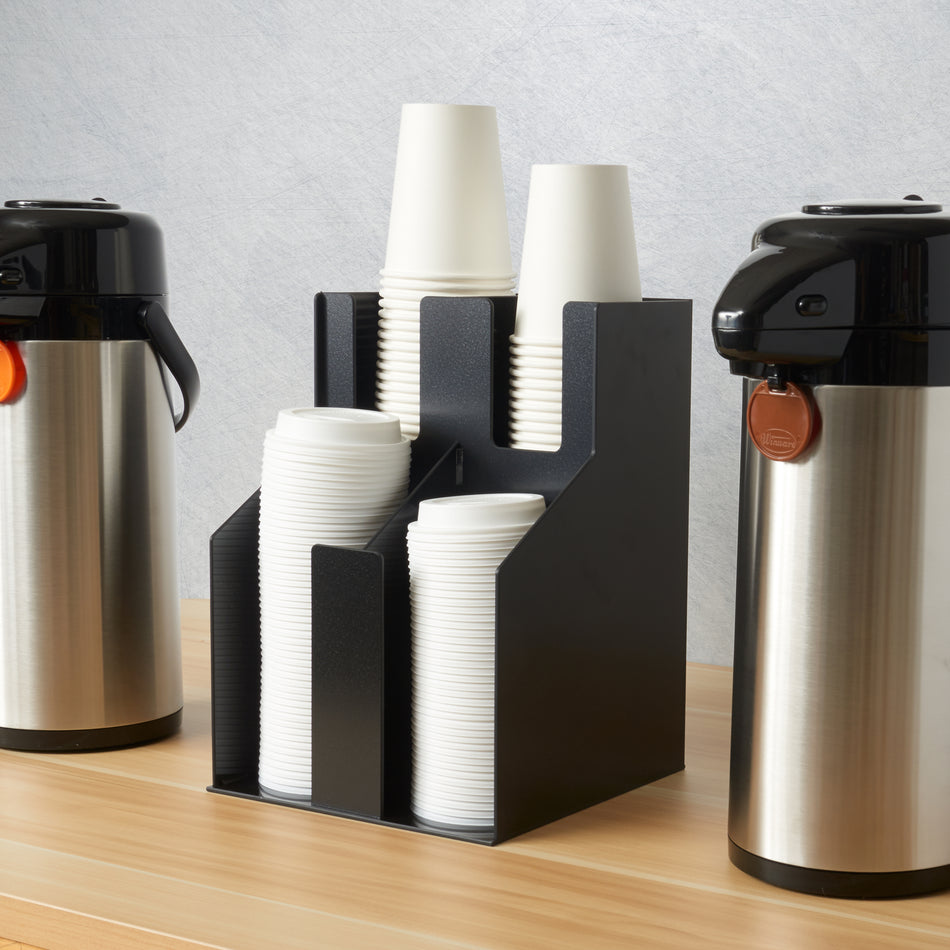 Winco CLO-2D 8-5/8 Inch Cup and Lid Organizer 2 Tier with ABS Plastic Black