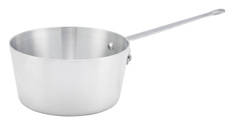 Winco ASP-3 3-3/4 Quart Sauce Pan Aluminum Tapered Sides Riveted Handle