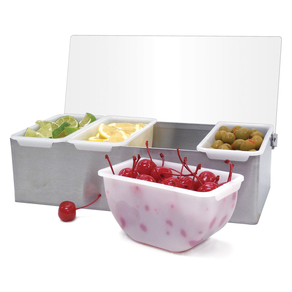 Winco CDP-4 12 Inch Condiment Caddy Stainless Steel with 4 Sections