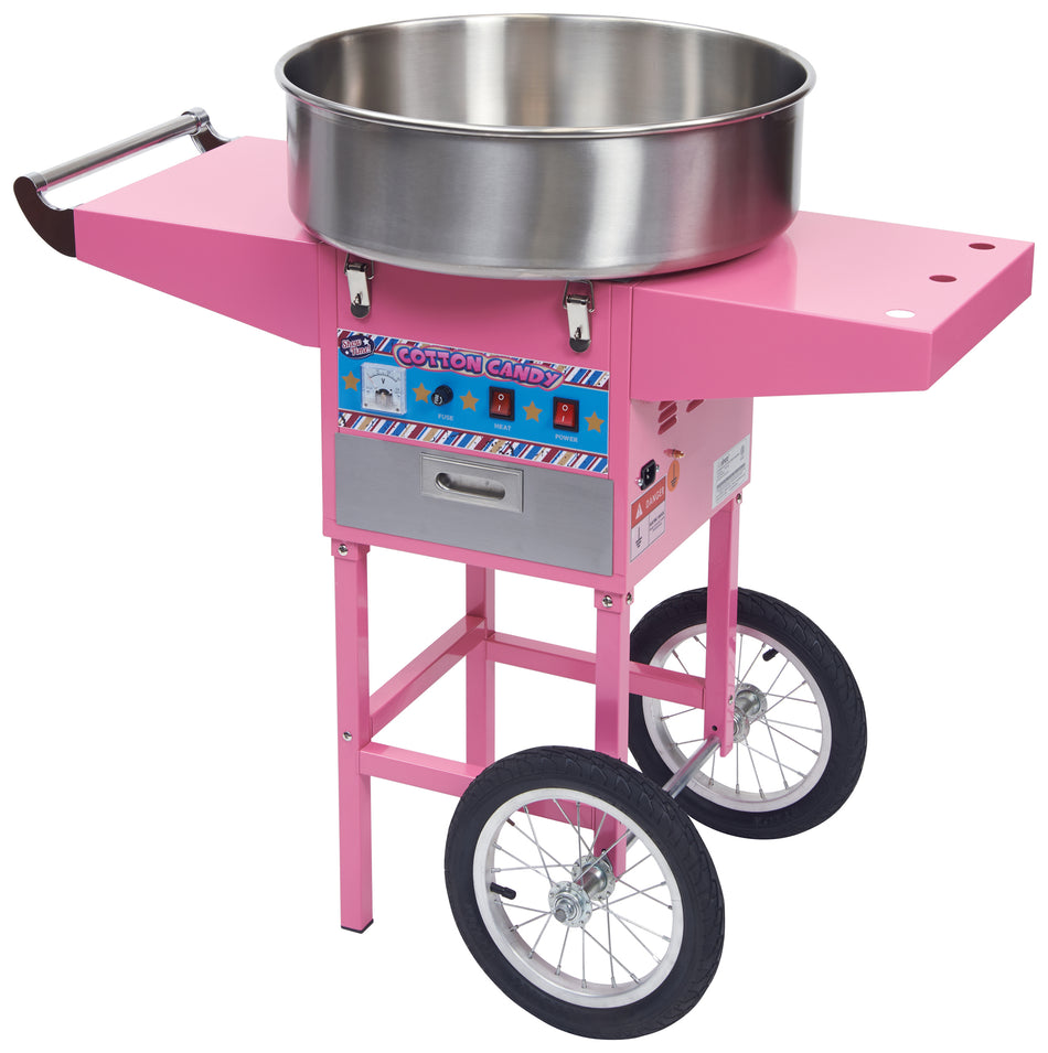 Winco CCM-28M 20-1/2 Inch Cotton Candy Machine with Cart Makes 120 Cones Per Hour