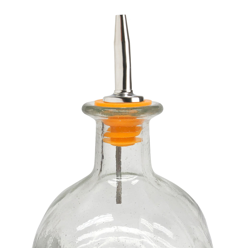 Winco PPM-6 Liquor Pourer Medium Flow Chrome Yellow Plastic Stopper