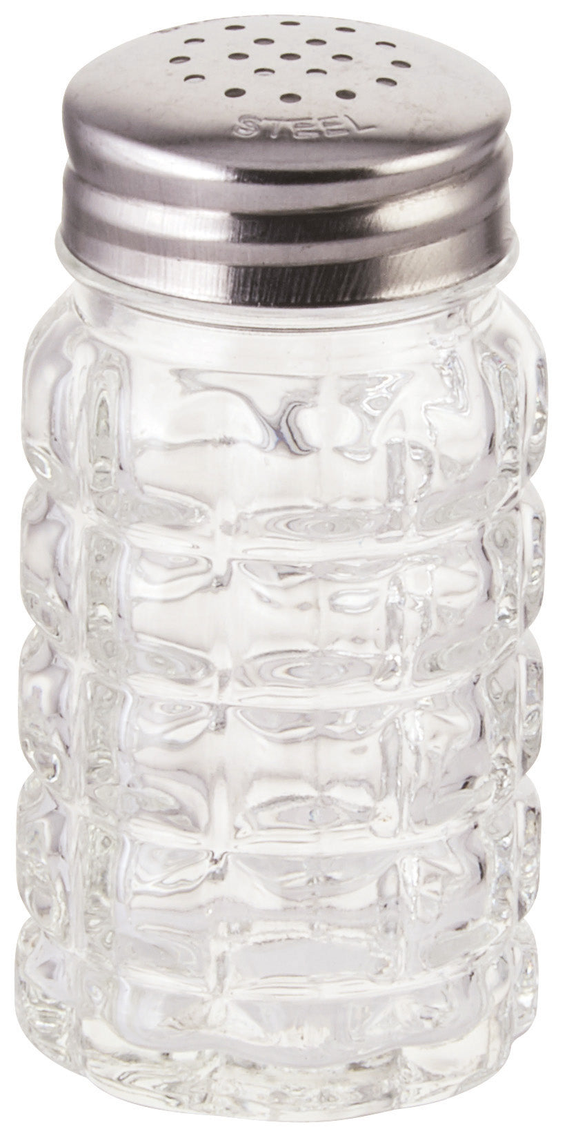 Winco G-118 2 Oz Classic Glass Shaker with Stainless Steel Flat Top