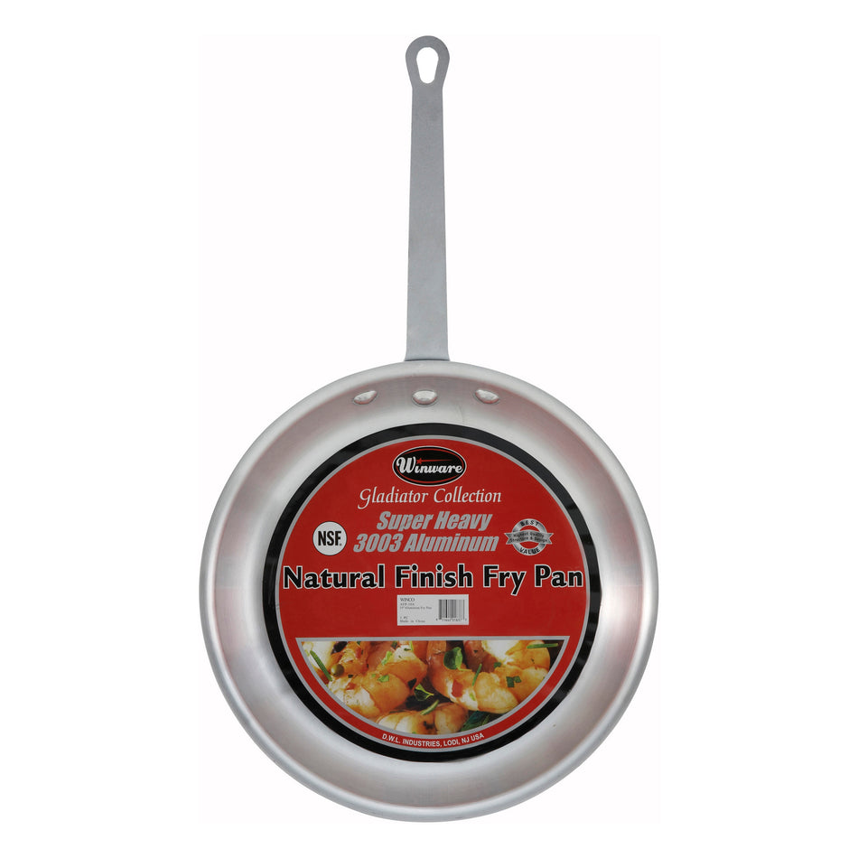Winco AFP-8A 8 Inch Fry Pan Round Riveted Handle Aluminum Natural Finish