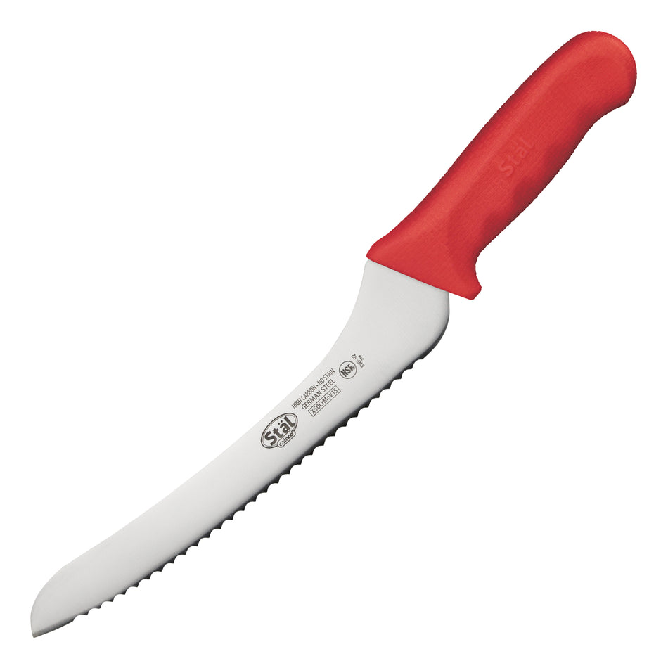 Winco KWP-92R 9 Inch Blade 14-1/4 Inch Overall Length Bread Knife Red Polypropylene Handle