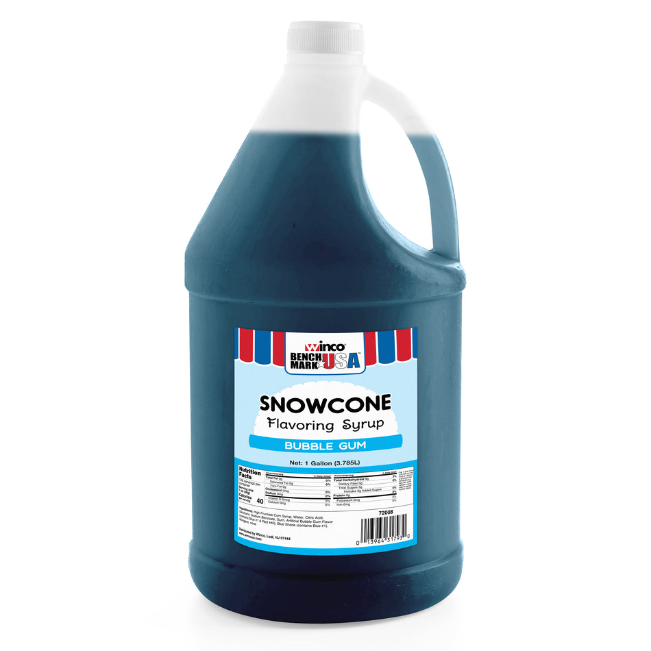 Winco 72008CS 1 Gallon Bubble Gum Snow Cone Syrup 4 Gallons Per Case