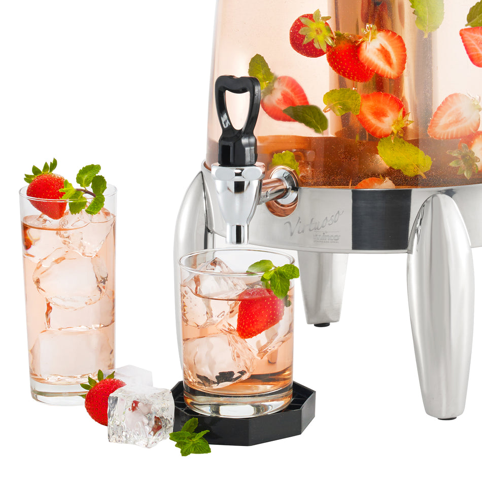 Winco DT-45 4-1/2 Inch Octagonal Drip Tray Dishwasher Safe BPA Free Plastic Black