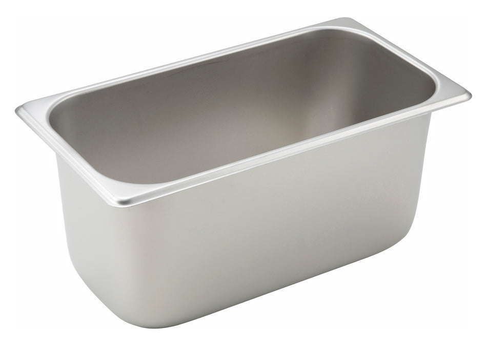 Winco SPT6 12-3/4 Inch Steam Table Pan Standard Weight 25 Gauge Stainless Steel with Straight Sides