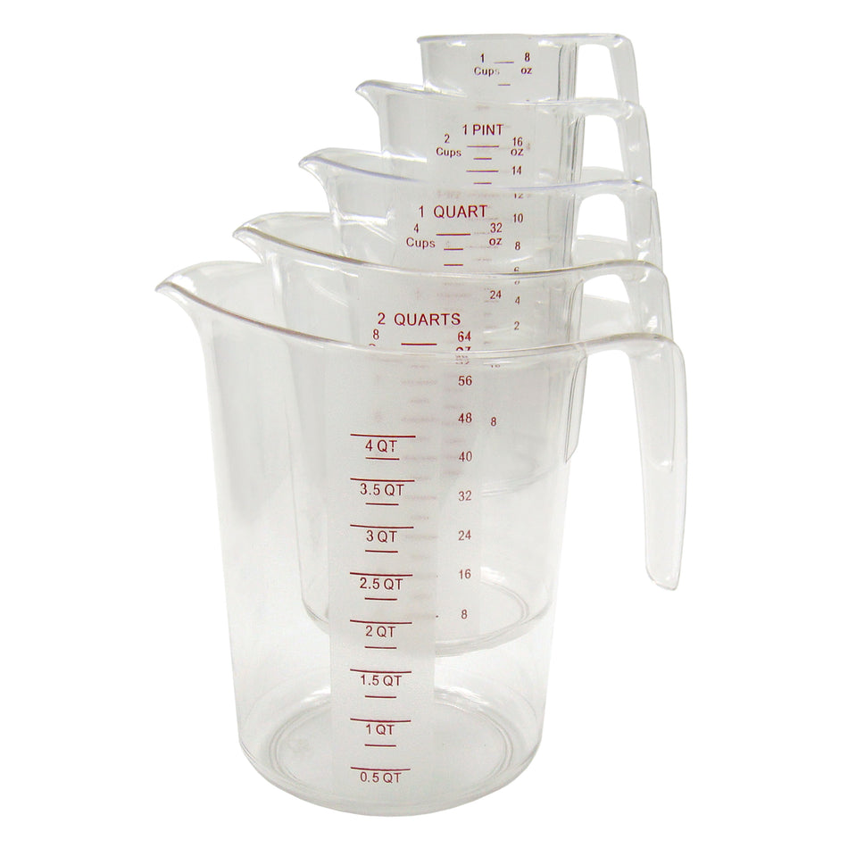 Winco PMCP-5SET Measuring Cup Set 1 to 4 Quarts Plastic Stackable