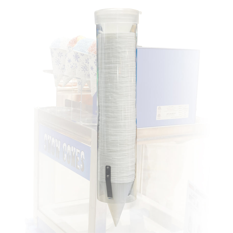 Winco 72701 4 Inch Snow Cone Paper Cup Dispenser Manual Operation Food-safe Co-polymer
