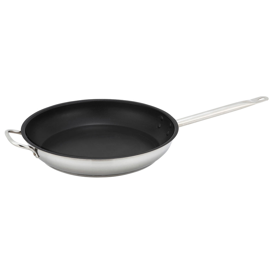 Winco SSFP-12NS 12-1/2 Inch Fry Pan Non-stick Tri-ply Stainless Steel