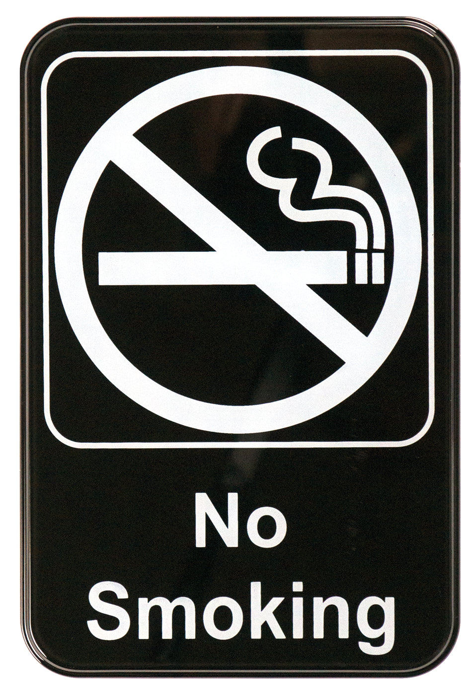 Winco SGN-601 6 Inch Information Sign Compliance No Smoking White on Black