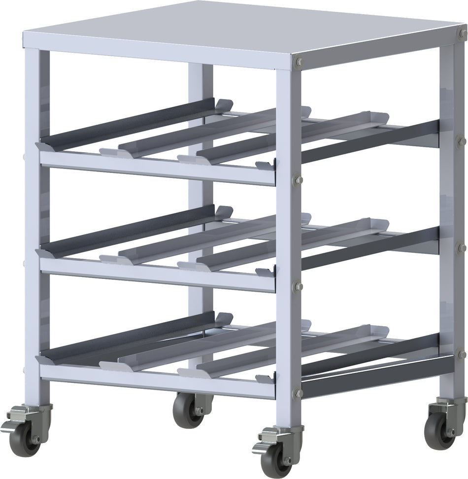 Winco ALCR-3M 26 Inch Mobile Can Storage Rack Aluminum 3-Tier With Heavy Duty Casters