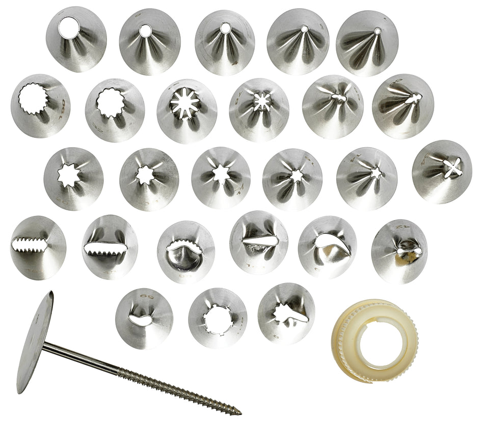 Winco CDT-26 Cake Decorating Set 26-piece with Storage Box Stainless Steel