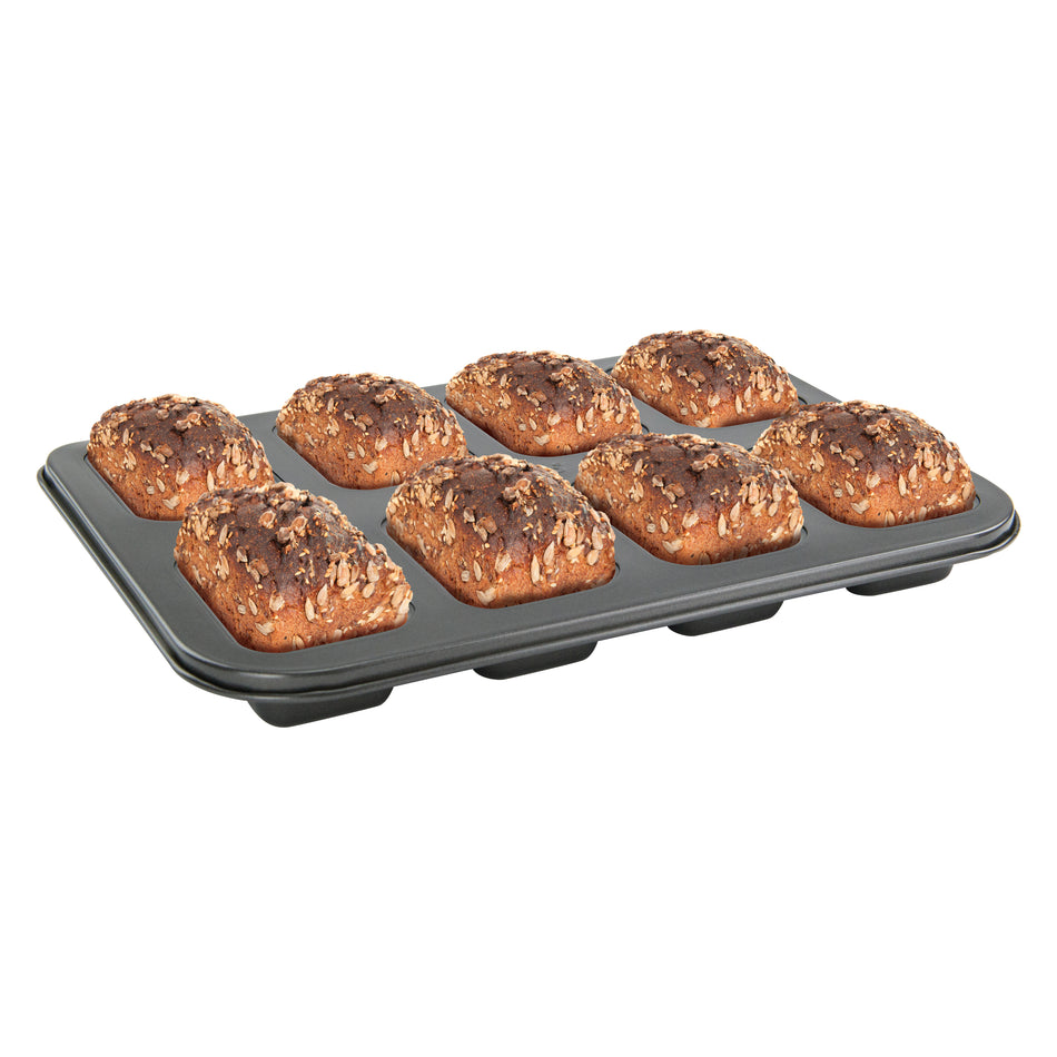 Winco HLF-8MN 14 Inch Mini Loaf Pan with 8 Compartment Non-Stick Carbon Steel