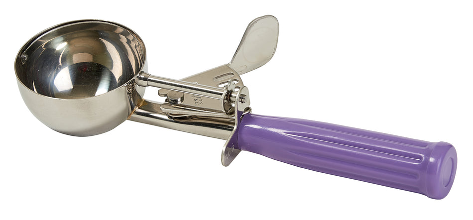 Winco ICD-12P 3-1/4 Oz Ice Cream Disher Plastic Handle Purple Stainless Steel