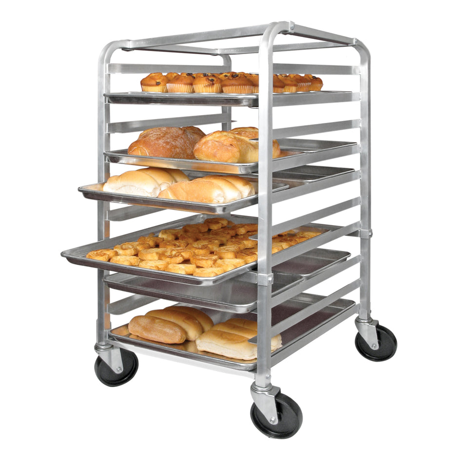 Winco ALRK-10 21 Inch Aluminum Mobile Sheet Pan Rack with Rubber Casters