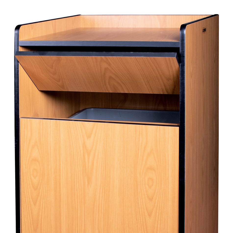 Winco WR-35 23-3/4 Inch Wood Waste Receptacle with Tray Top