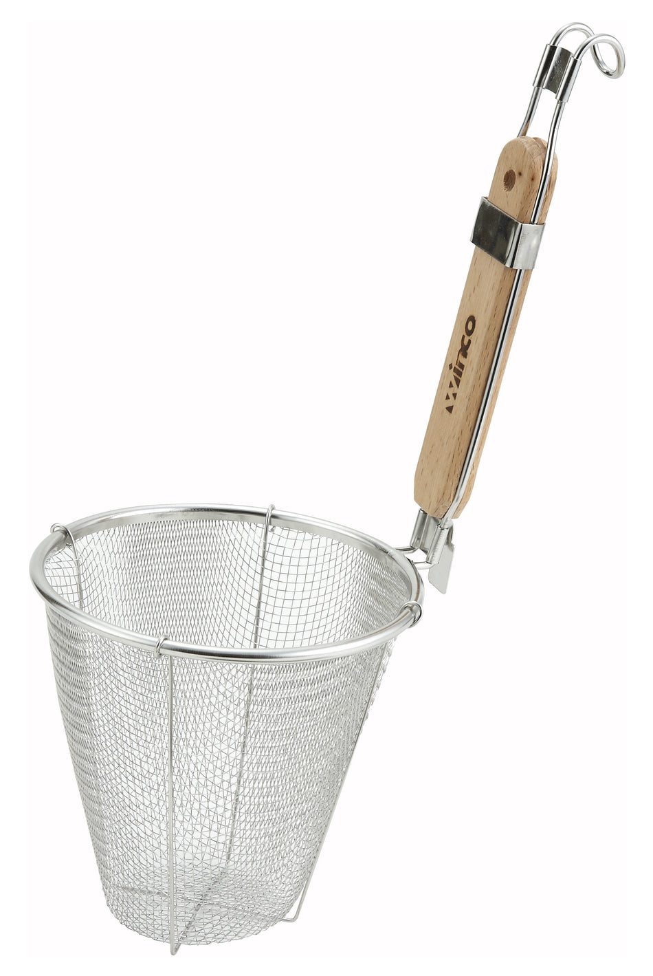 Winco MSH-5 5-3/4 Inch Bowl Diameter Strainer Stainless Steel Wooden Handle