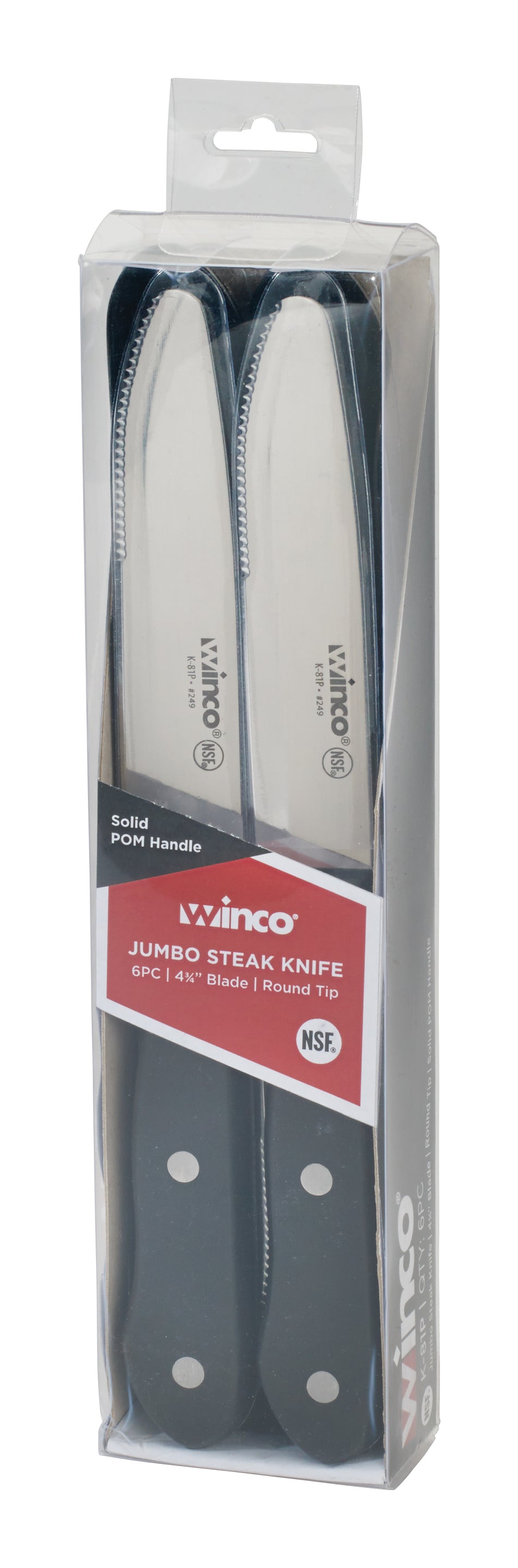 Winco K-81P 4-3/4 Inch Blade 9-3/4 Inch Overall Length Jumbo Steak Knife with POM Handle