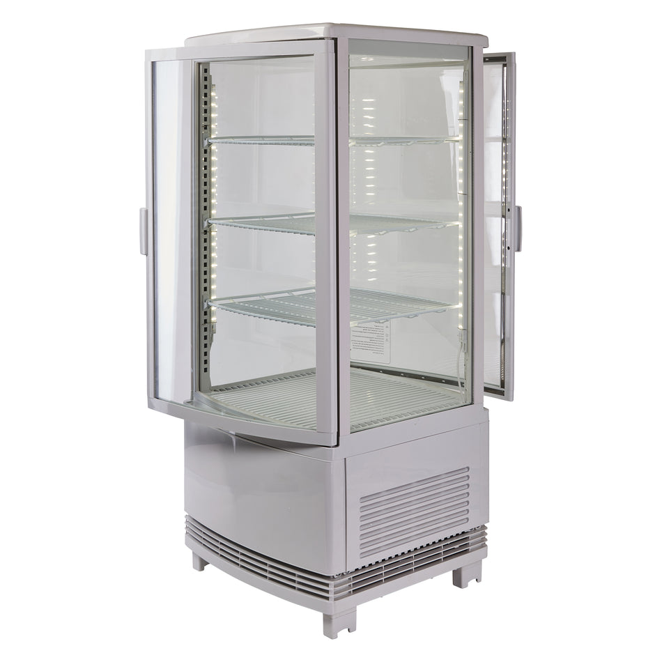 Winco CRD-1 17 Inch Refrigerated Beverage Display Countertop 4-tier with Glass Doors