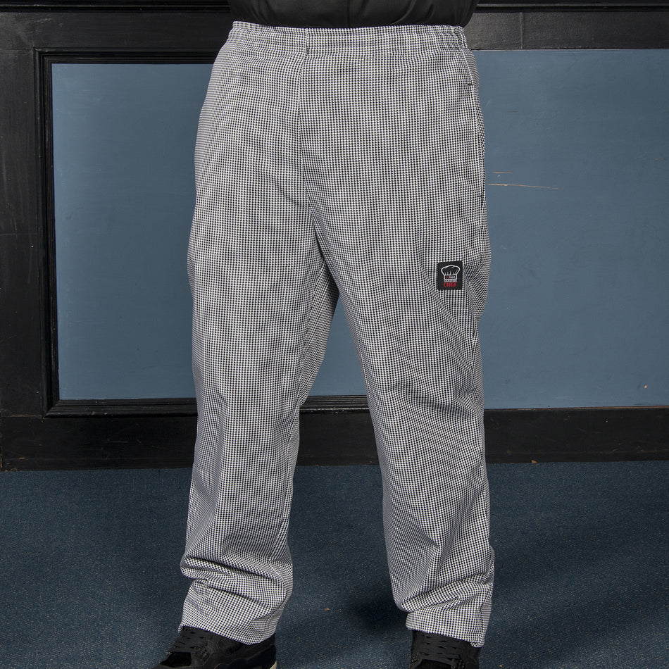 Winco UNF-4KXXL Houndstooth Chef Pants 2XL Relaxed Fit with Drawstring