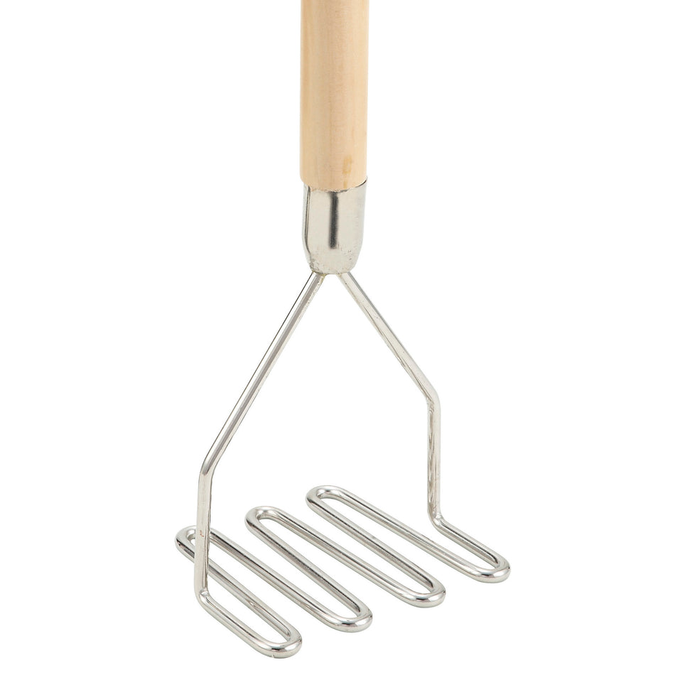 Winco PTM-18S 4-1/2 Inch Square Potato Masher Nickel Plated Wood Handle