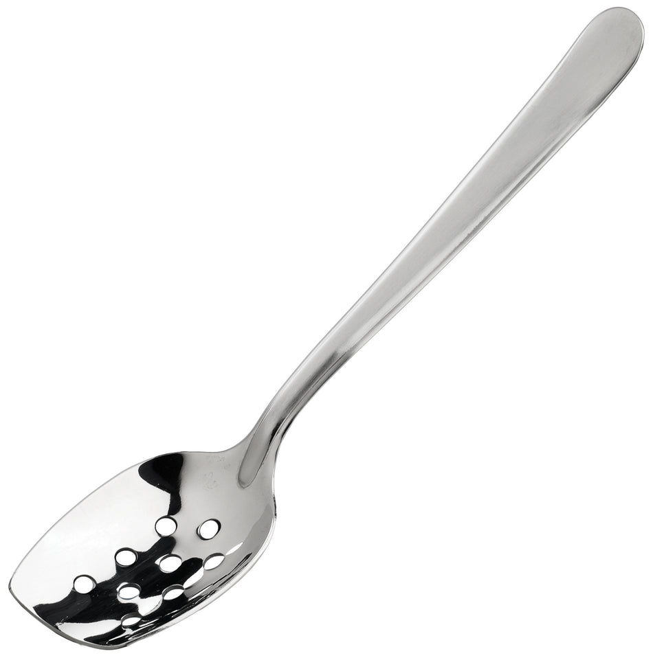 Winco SPS-P8 8 Inch Perforated Slanted Plating Spoon Stainless Steel Dishwasher Safe