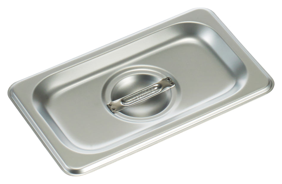 Winco SPSCN 1/9 Size Solid Steam Table Pan Cover with Handle 25 Gauge Stainless Steel