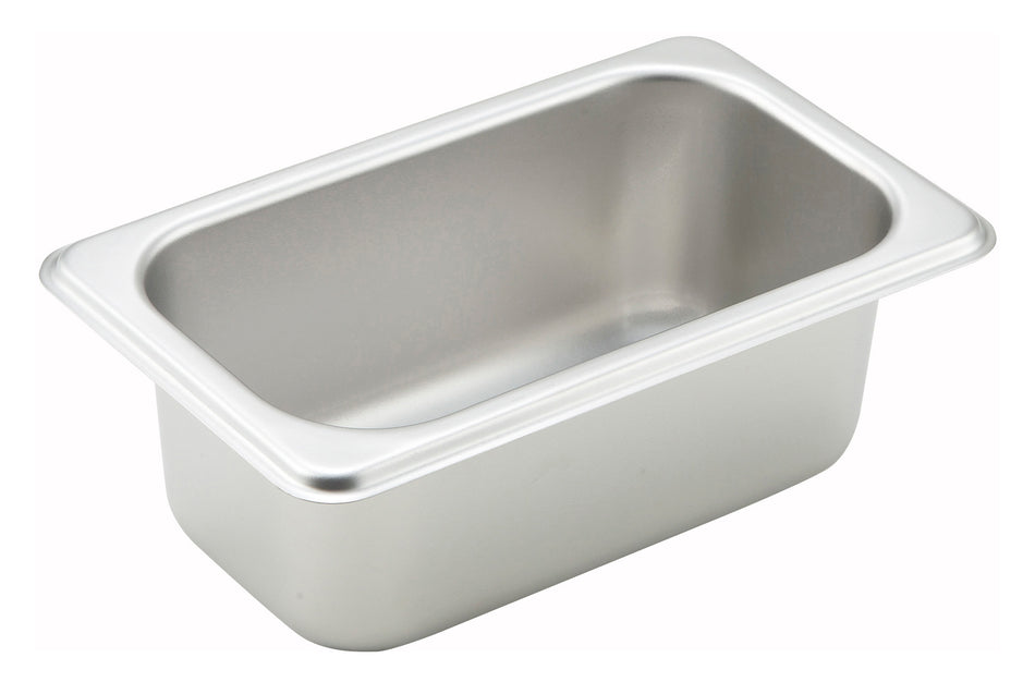 Winco SPN2 6-3/4 Inch Stainless Steel Steam Table Pan 1/9 Size with NSF