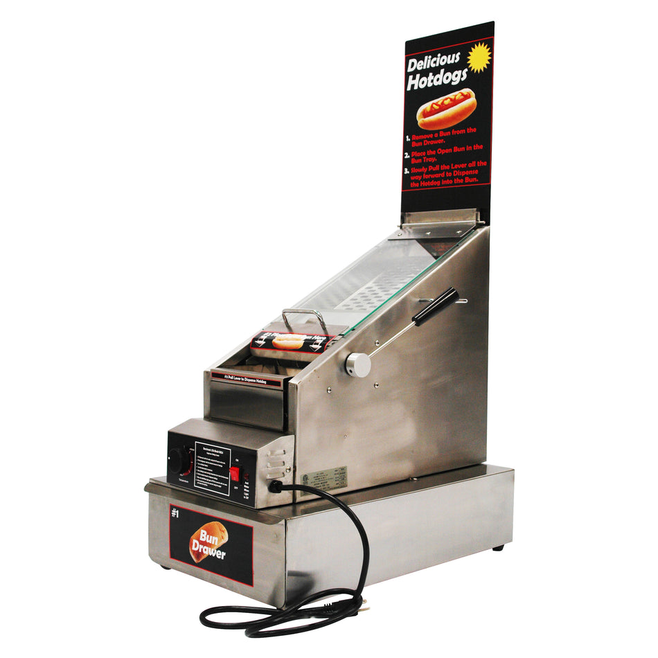 Winco 60024 15 Inch Hot Dog Grill Electric with Slide Tray and Water Reservoir