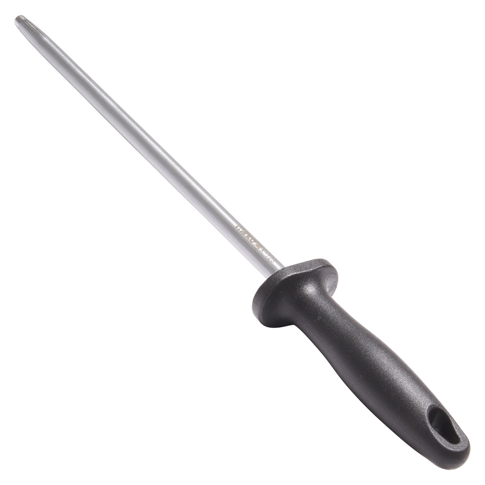Winco K-12S 12 Inch Round Stainless Steel Sharpening Steel with Plastic Handle