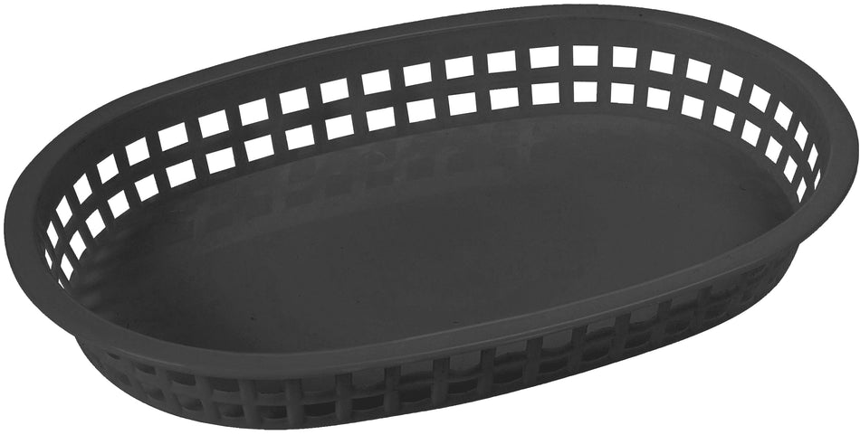 Winco PLB-K 10 Inch Black Platter Basket Oval BPA Free for Food Service