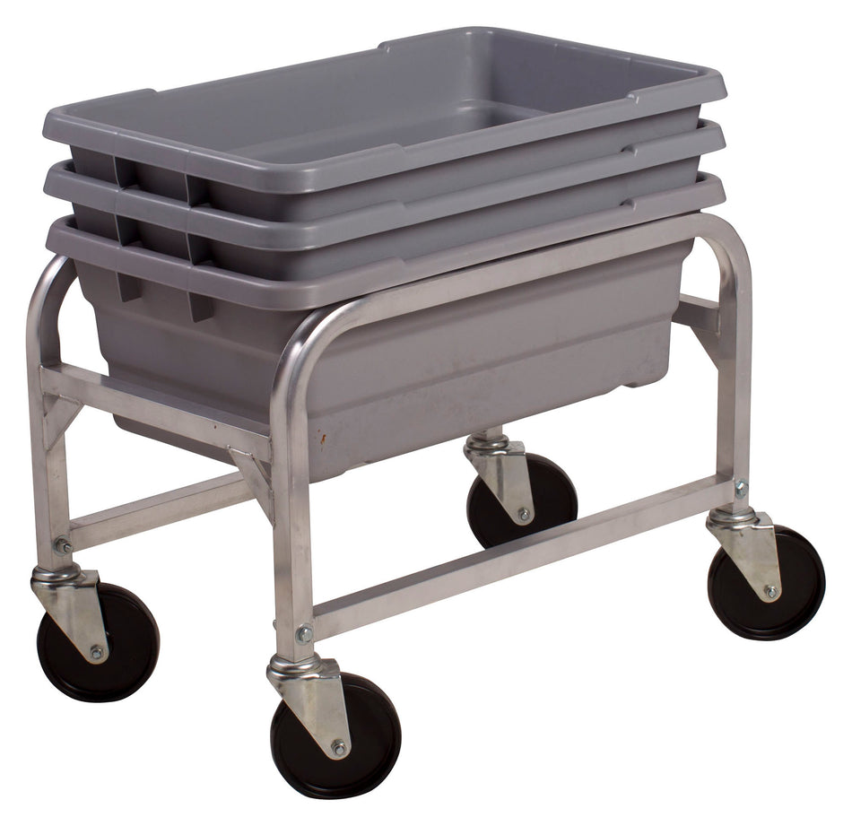 Winco ALBC-1 25 Inch Lug Box Cart with 5 Inch Swivel Casters Aluminum