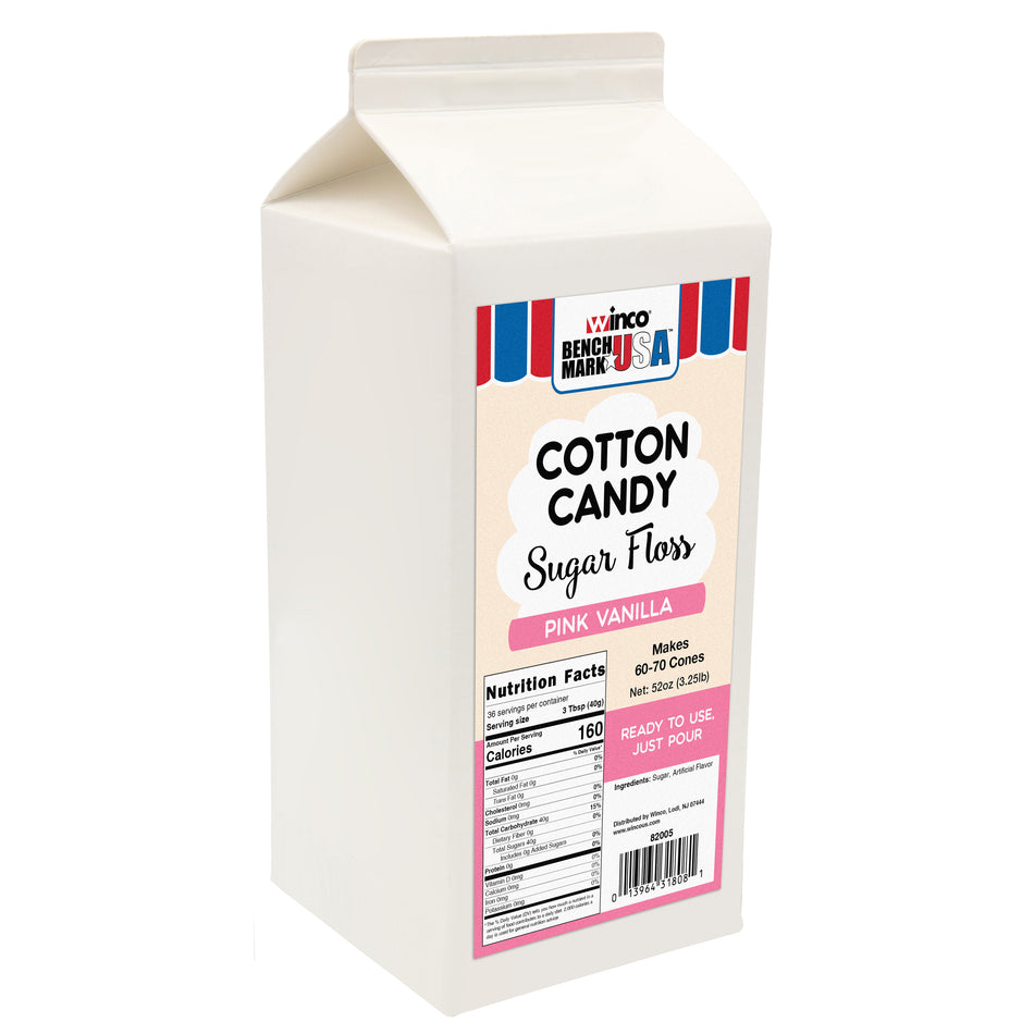 Winco 82005CS 3.25 lb Pink Vanilla Benchmark Sugar Floss 6 Packs