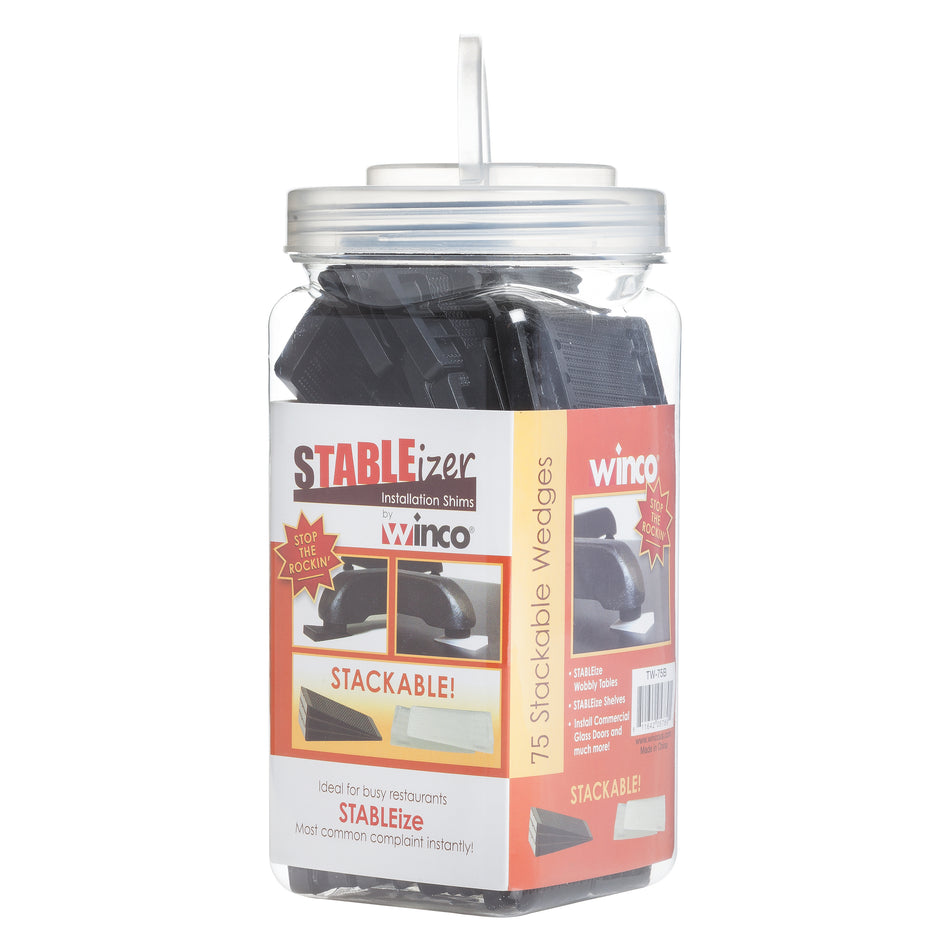 Winco TW-75B 2 Inch Stabilizer Table Wedge Flexible Vinyl Black 75 Packs