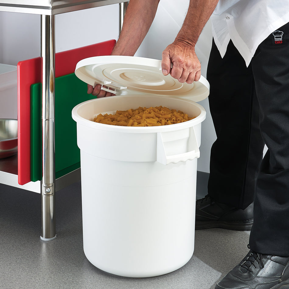 Winco FCW-10L Lid for 10 Gallon Round Trash Receptacle BPA Free Plastic White