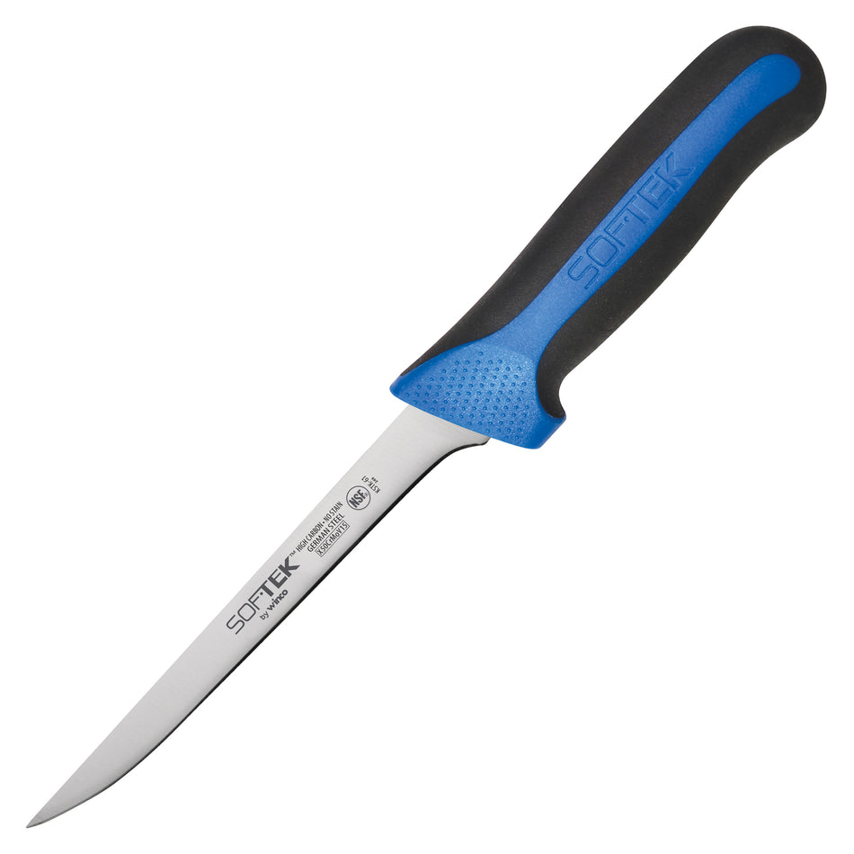 Winco KSTK-61 6 Inch Blade Narrow High Carbon Steel Boning Knife with Non-Slip Handle