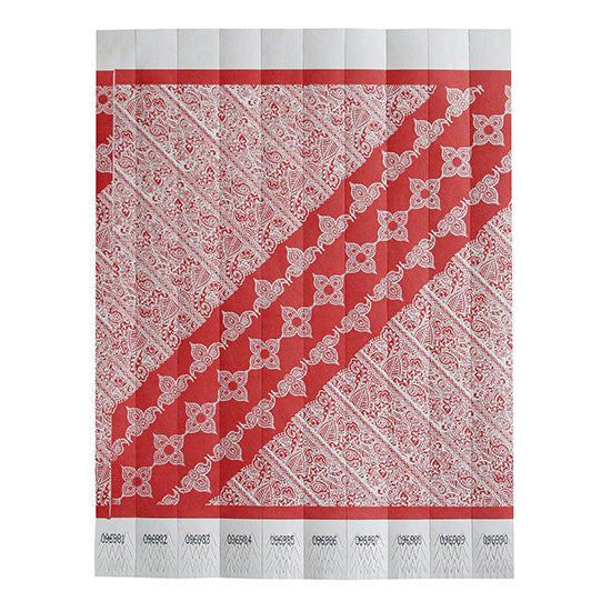Winco WB-100R-D Bar Maid Waterproof Tear-Free Wristbands - Red Pattern (500 Pieces/Pack)