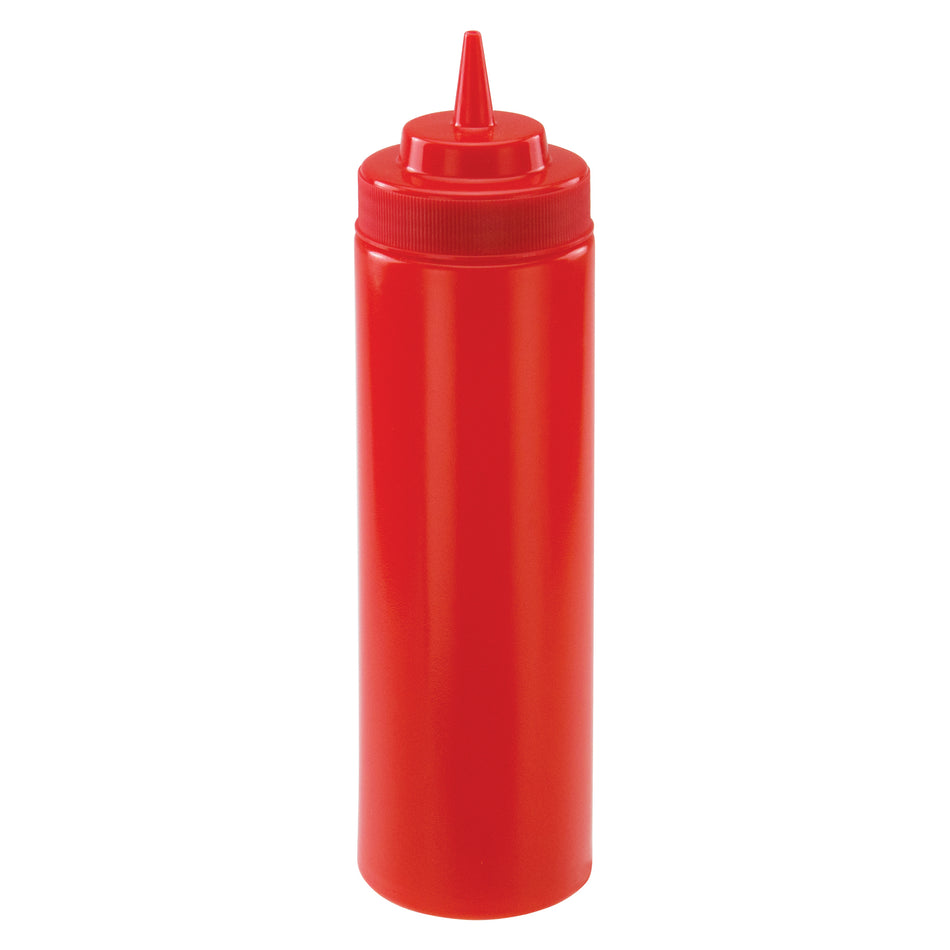 Winco PSW-24R 24 Oz Squeeze Bottle BPA Free Plastic Red with Wide Mouth 6 Packs