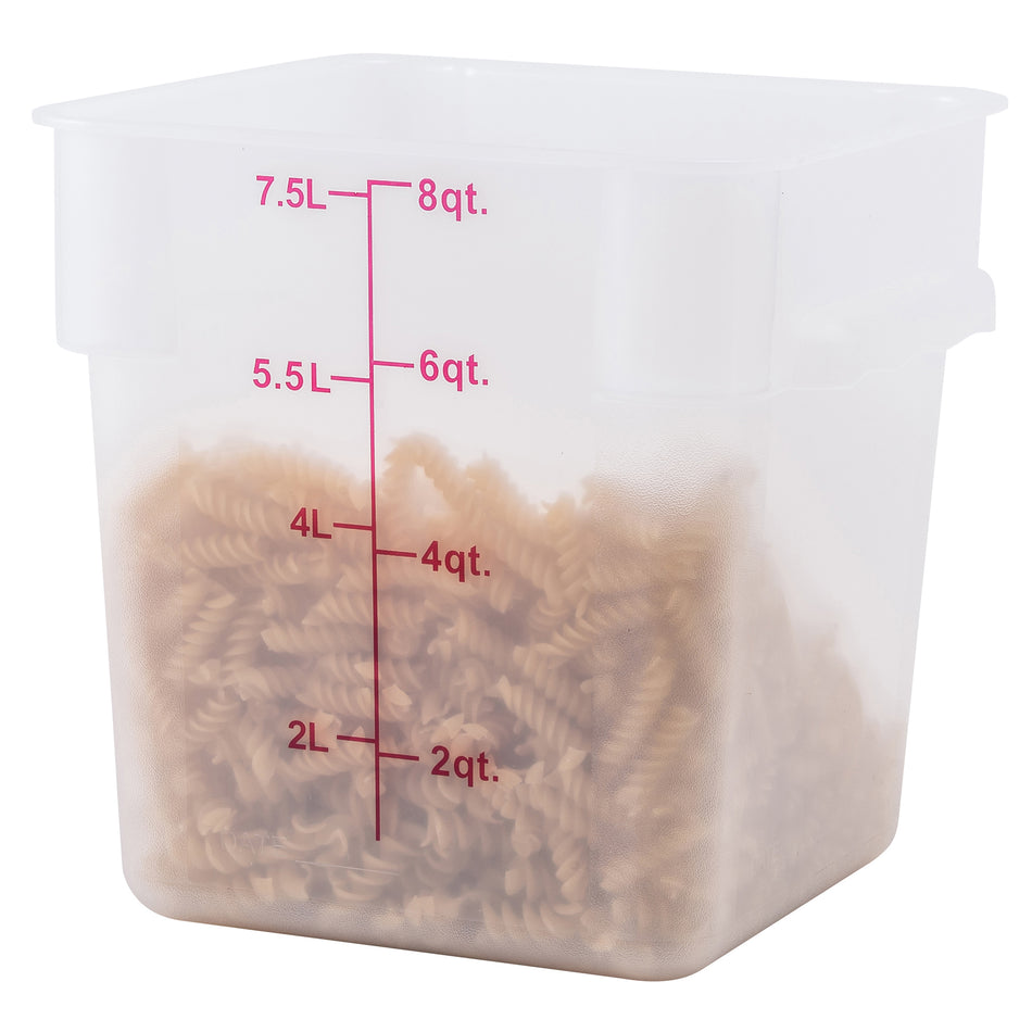 Winco PTSC-8 8 Quart Storage Container Square with Built-in Handles Polypropylene