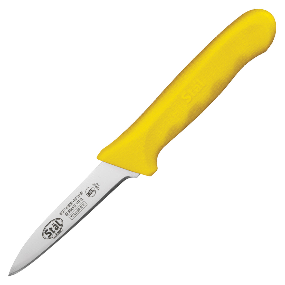Winco KWP-30Y 3-1/4 Inch Blade Paring Knife with Yellow Polypropylene Handle