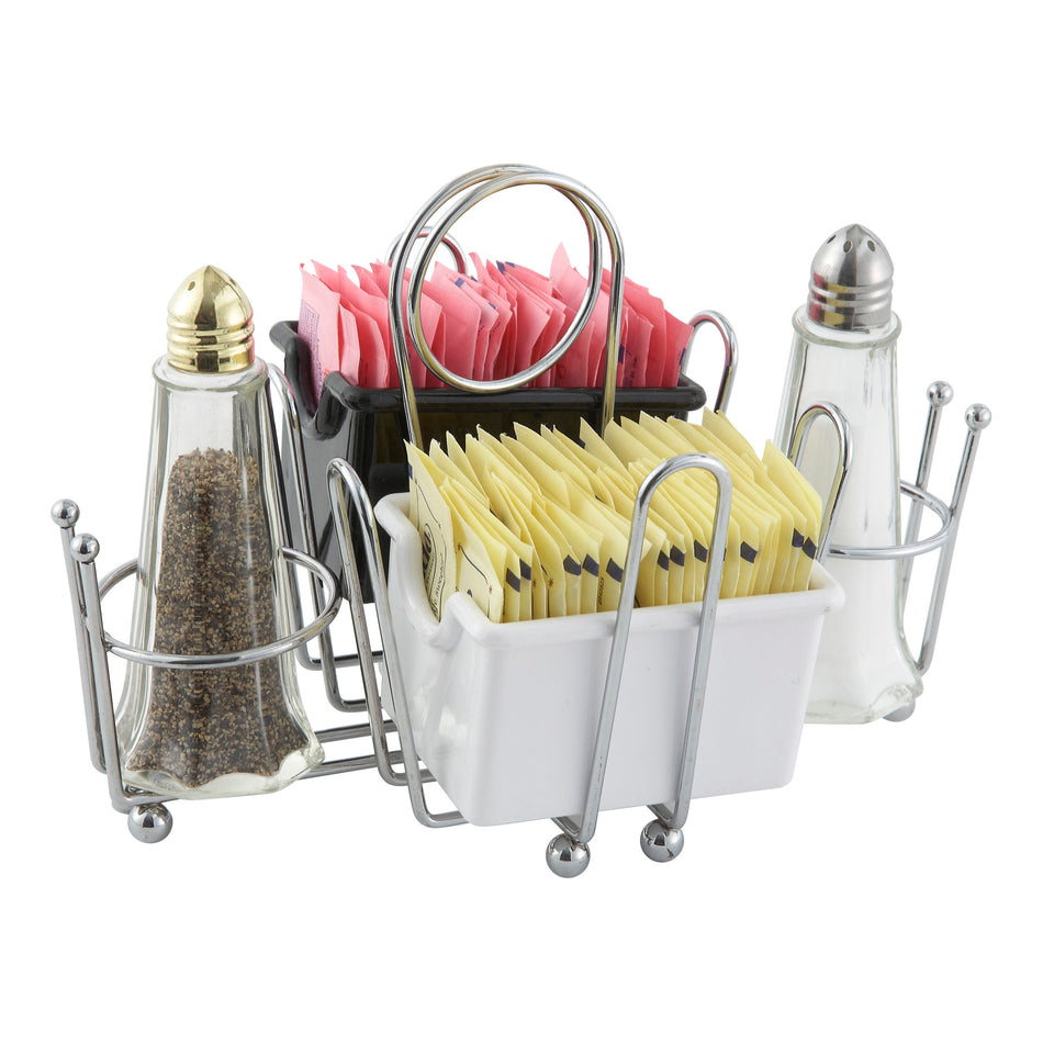 Winco WH-1 Condiment Holder Chrome Plated Wire with 4 Compartments and Center Clip