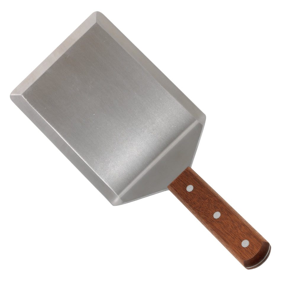 Winco TN56 5 Inch Blade Offset Turner Wooden Handle with Cutting Edge Stainless Steel Satin Finish