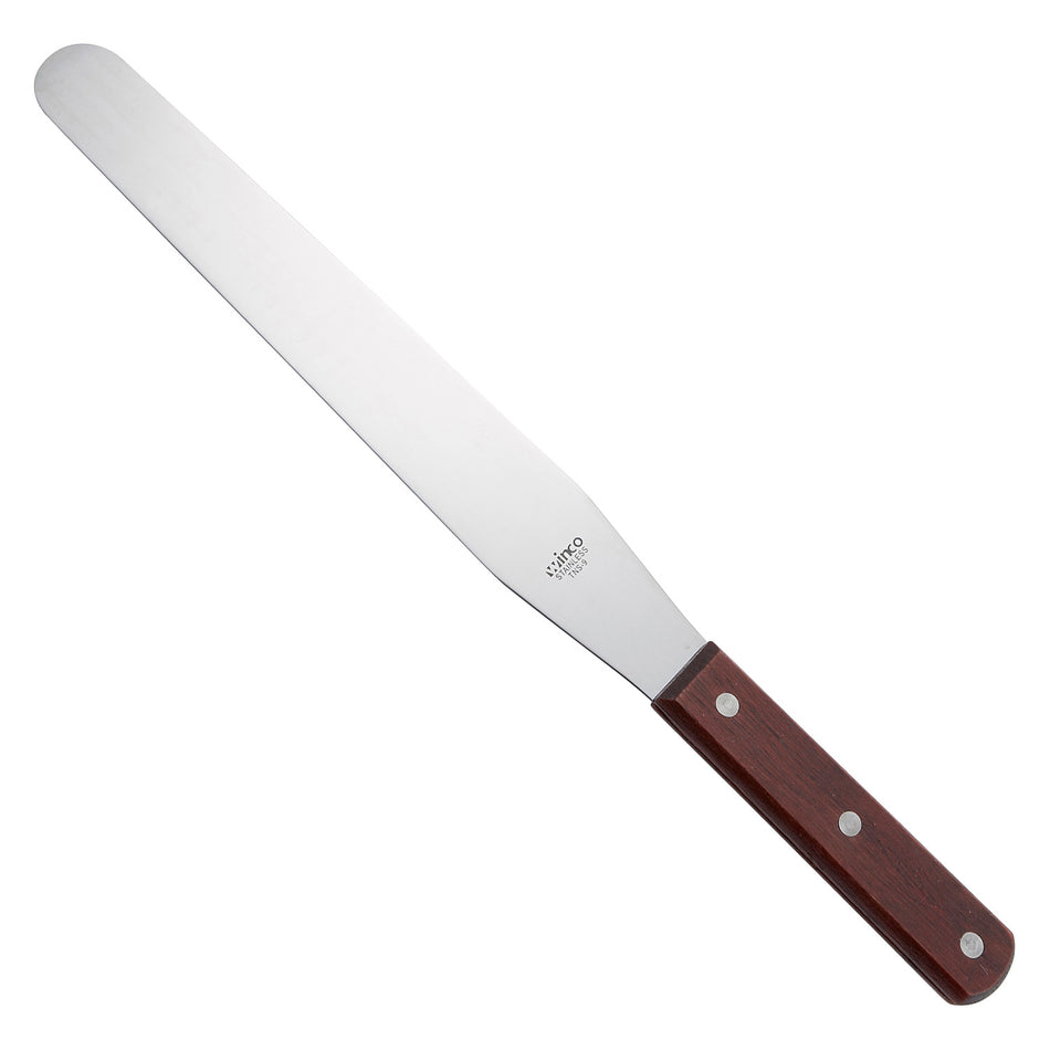 Winco TNS-9 10 Inch Wood Handle Bakery Spatula Stainless Steel Satin Finish